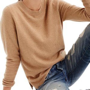 J Crew 100% Cashmere Tan Pullover Crewneck Sweater- Sz Small S